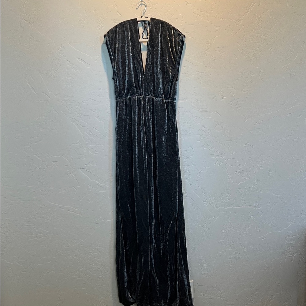 By Together Black Metallic V-Neck Jumpsuit
